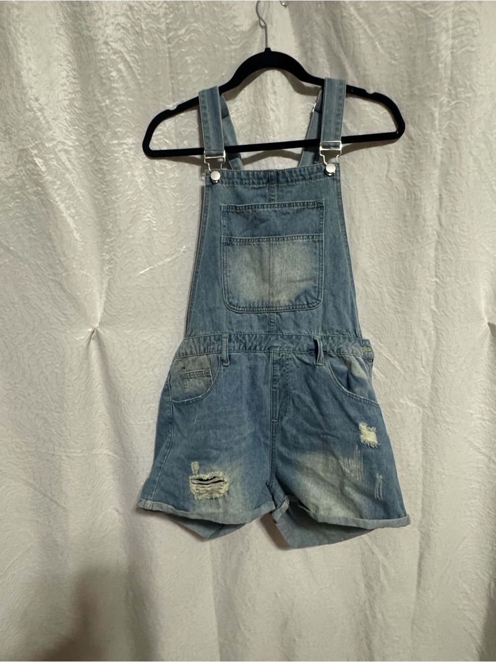 Super Down Denim Short Overalls -